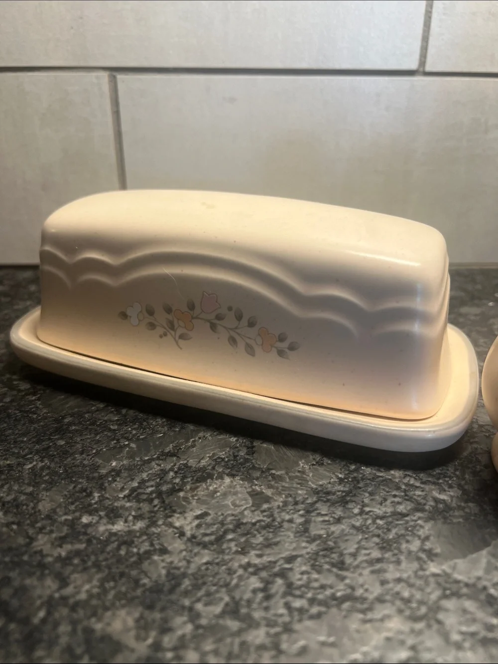 Pfaltgraff REMEMBRANCE Floral Ceramic Butter Dish with Salt & Pepper Shakers